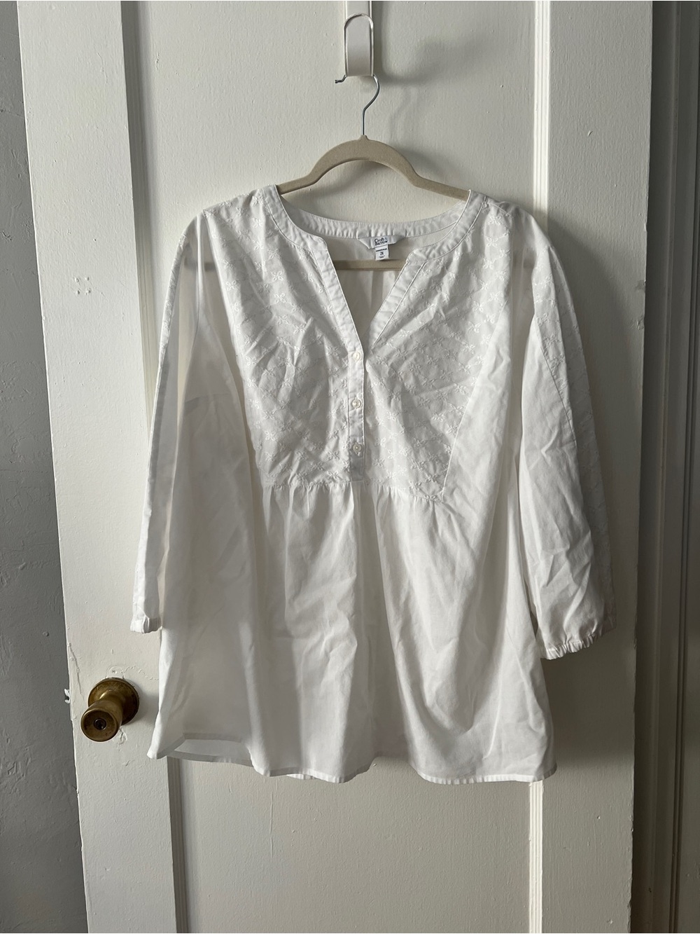 croft & barrow White Embroidered V-Neck Tunic